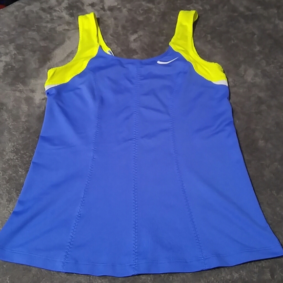 Nike Tops - Nike Dri-Fit blue and neon yellow workout top S